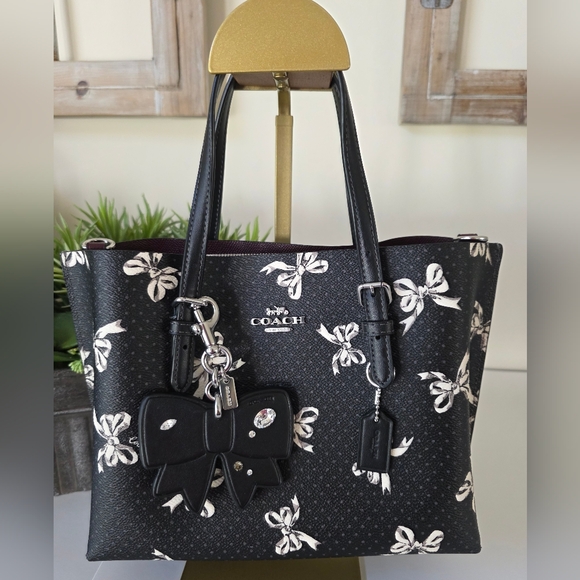 Coach Mollie Satchel Crossbody Bow Print + Authentic Coach Leather Bow Charm - Picture 3 of 16